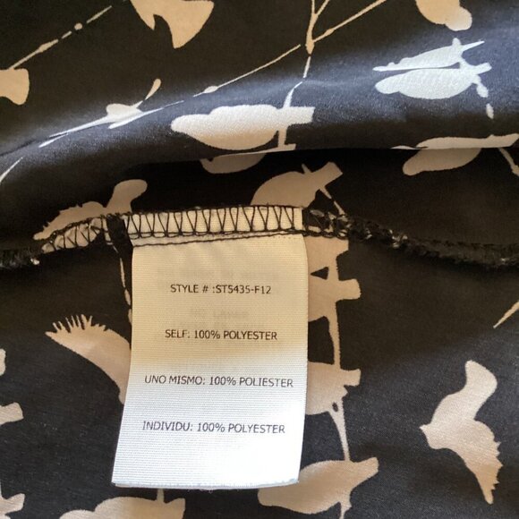 By Stella Black Bird Print Ruffle Blouse Size Small Unique Black & White - Picture 3 of 8